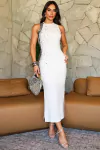 VESTIDO MIDI BORDADO OFF WHITE
