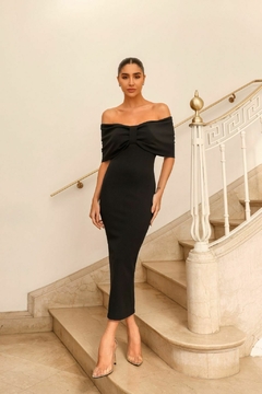 VESTIDO MIDI LAÇO PRETO ÉRICA