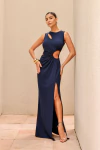 VESTIDO LONGO RECORTES AZUL DEBORA - comprar online