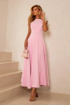 VESTIDO MIDI DE CREPE ROSA SERENE