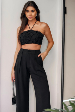 CONJUNTO TOP FLOR ALFAIATARIA JULIA PRETO - T Brand Store