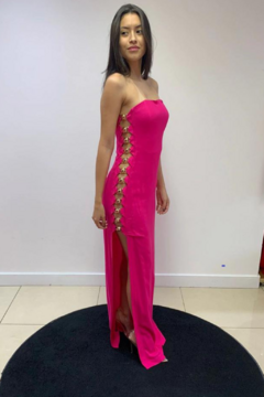 VESTIDO MIDI DETALHE LATERAL PINK na internet