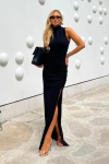 VESTIDO LONGO FRANZIDO LATERAL PRETO