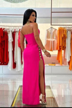 VESTIDO MIDI DETALHE LATERAL PINK - comprar online