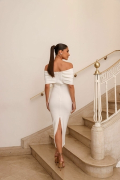 VESTIDO MIDI LAÇO OFF WHITE ÉRICA - comprar online
