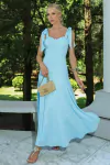 VESTIDO MIDI DE MALHA PIQUET AZUL LUÍSA - comprar online
