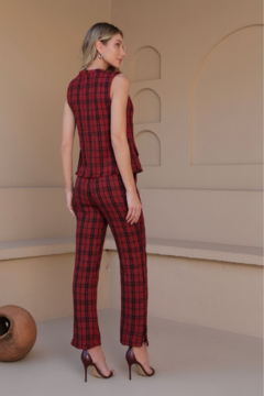 CONJUNTO CALÇA E COLETE TWEED MARSALA - comprar online
