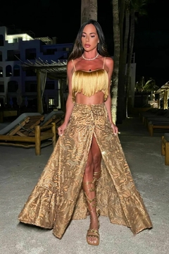 CONJUNTO SAIA E TOP DOURADO MONALISA na internet