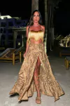 CONJUNTO SAIA E TOP DOURADO MONALISA