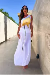 VESTIDO LONGO DE TULE OFF WHITE