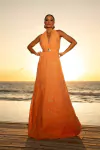VESTIDO LONGO BORDADO LARANJA