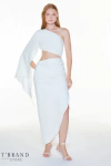 VESTIDO MIDI ASSIMÉTRICO OFF WHITE