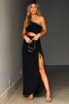 VESTIDO LONGO DRAPEADO PRETO