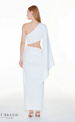 VESTIDO MIDI ASSIMÉTRICO OFF WHITE - comprar online