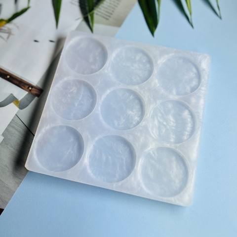 R323 Molde em Silicone Platina de 9 Círculos 4cm e 3mm Resina Epoxi