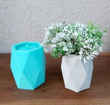 Molde em Silicone para Vaso Textura Losango Ref 1048