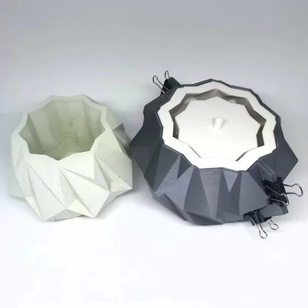 Molde de Silicone de Vaso Geométrico Ref 1052