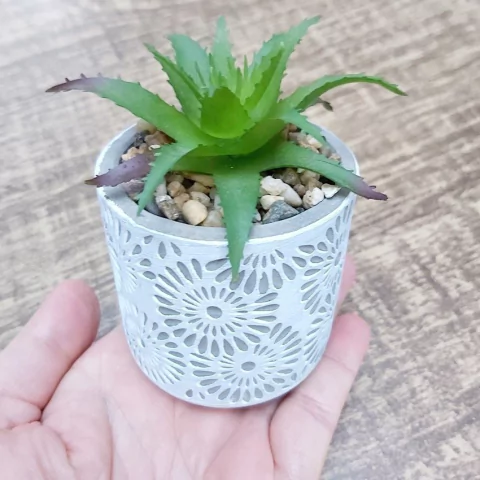 Molde em Silicone Vaso Textura Renda Ref 904