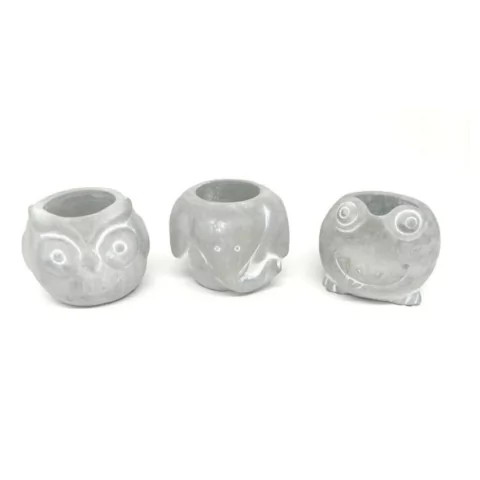 Molde em Silicone Platina para Vaso Animais, Coruja, Elefante e Sapo Ref 1034