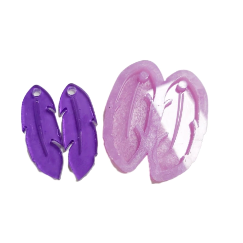 Molde em Silicone Platina para Resina Dupla de Folhas Pingente Ref 1404 on internet