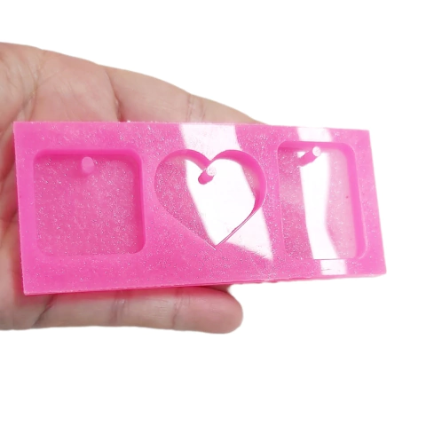 Molde em Silicone de Pingente para Resina com quadrado, coração e retângulo Ref 1364 - buy online