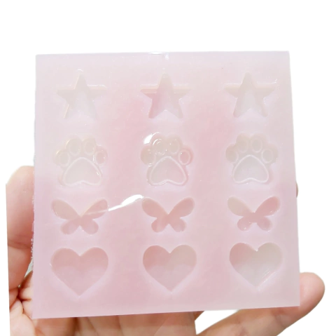 Molde em Silicone Coração, Borboleta, Laço e Patinha Ref 1417