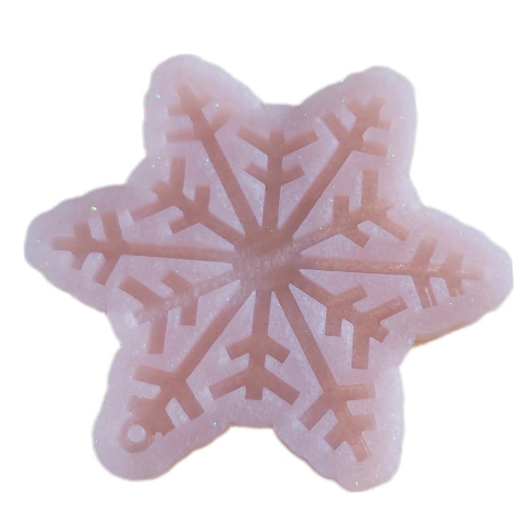 Molde em Silicone Platina para Resina de Pingente Floco de Neve Decoração Natal Ref 2030