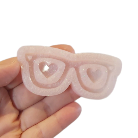 Molde em Silicone Platina para Resina de Chaveiro Óculos Bônus Corações Ref 2026
