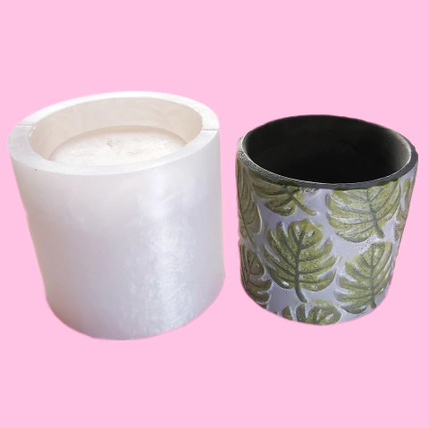 Molde em Silicone PLATINA para Vaso Textura Folha Costela de Adão Ref 438 - buy online