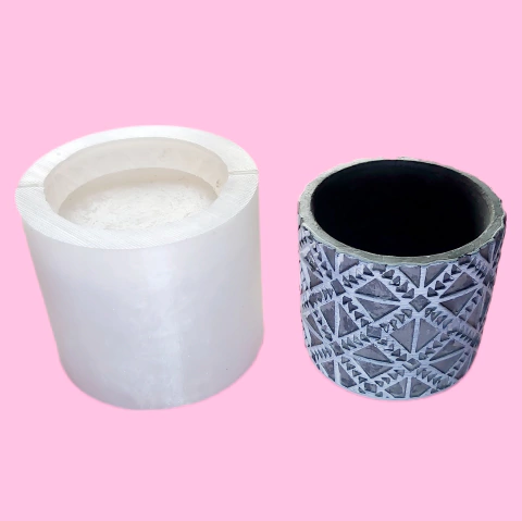 Molde em Silicone PLATINA para Vaso Textura Renda Geométrica Ref 907 - buy online