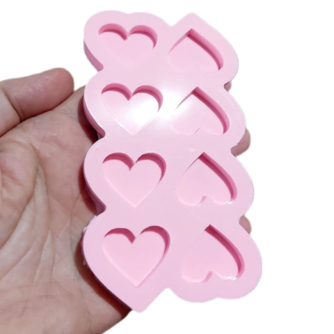 Molde Coração em Silicone para Pingente Resina Epoxi