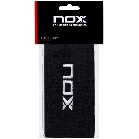 Muñequeras largas Nox en colores negro y blanco, diseño para deportes de raqueta.