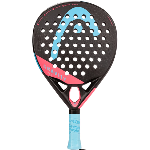 Paleta de pádel Head Gravity Pro Power Foam en colores negro, azul y rosa.