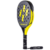 Paleta de pádel Hirostar Solar Eva en color negro y amarillo con detalles de diseño moderno.