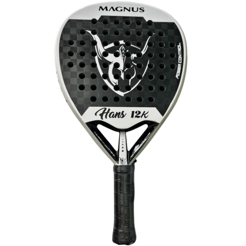 Paleta de pádel Magnus Hans 12K Eva Soft con diseño moderno en colores negro y blanco