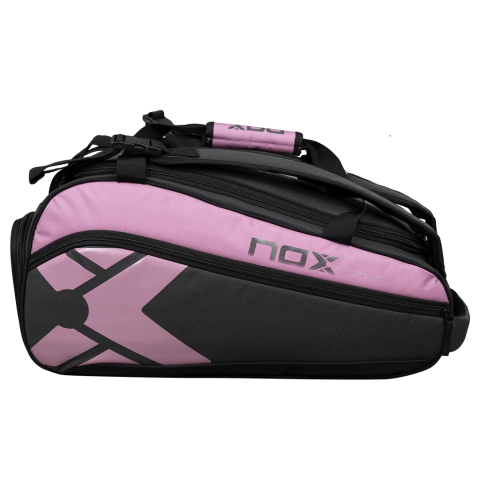 Paletero Nox Street Series en color gris y rosa, ideal para transportar palas y accesorios deportivos.