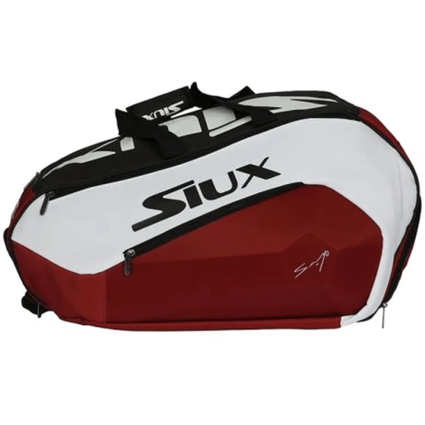 Paletero Siux Diablo Sanyo SS24 en colores rojo, blanco y negro, ideal para transportar palas y accesorios de pádel
