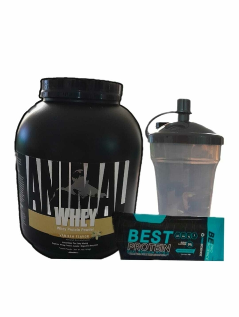 Animal whey 4 lbs sabor vainilla Incluye termo y muestra de proteina