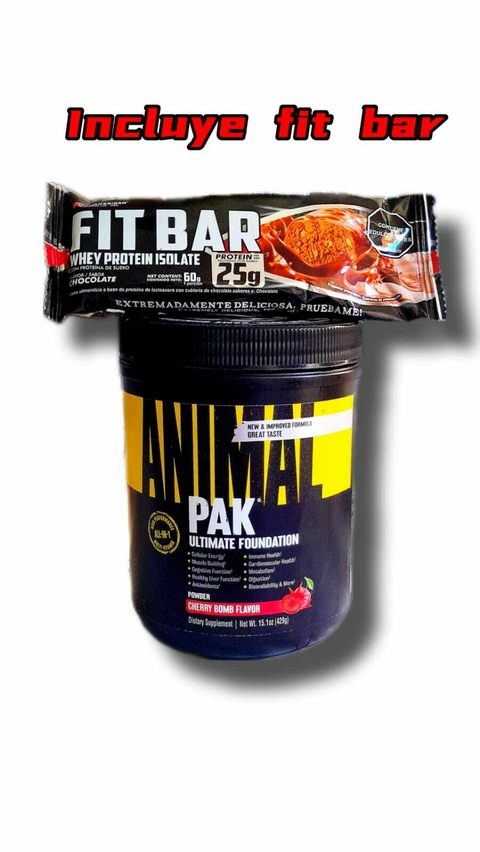 Animal Pak Powder Universal 44 Scoops Incluye barra de proteina