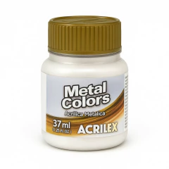 562 | TINTA METAL COLORS ACRILEX - BRANCO METÁLICO - 37ML - comprar online