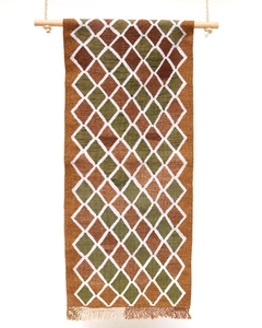 Tapiz de Lana 60x150 cm | Rombos Verdes
