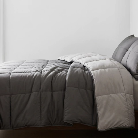Edredon New Washed King Gris Oscuro/Claro