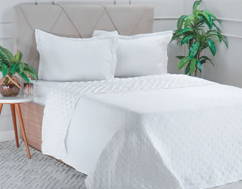 Cubrecama Santorini 2 Plazas - Queen Blanco - comprar online