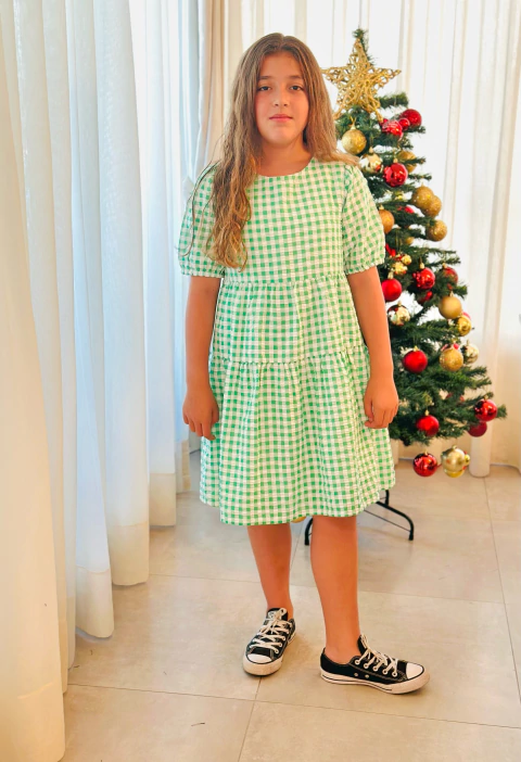 Vestido cuadrille verde