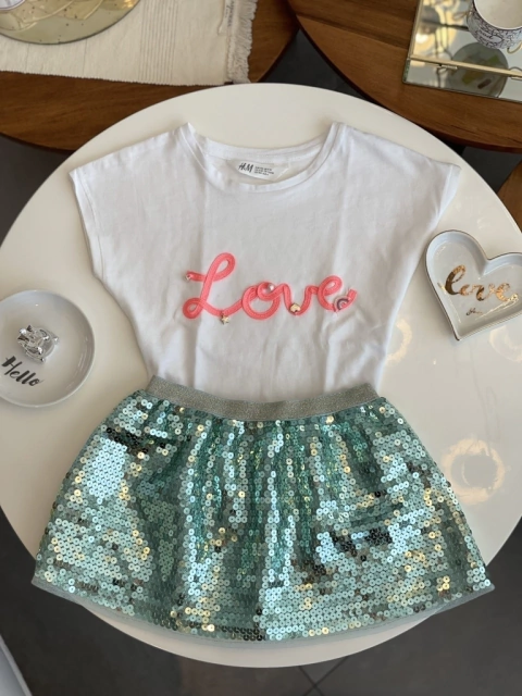 Pollera lentejuelas verde