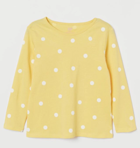 Camiseta mangas largas amarilla con lunares (HyM)