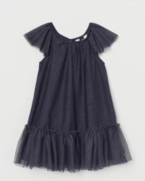 Vestido tul glitter azul oscuro