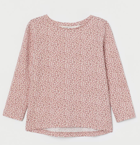 Camiseta mangas largas rosa floreada (HyM)