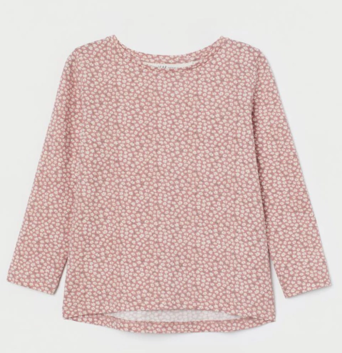 Camiseta mangas largas rosa floreada (HyM)