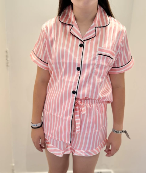 Pijama satén rosa c/ rayas - comprar online